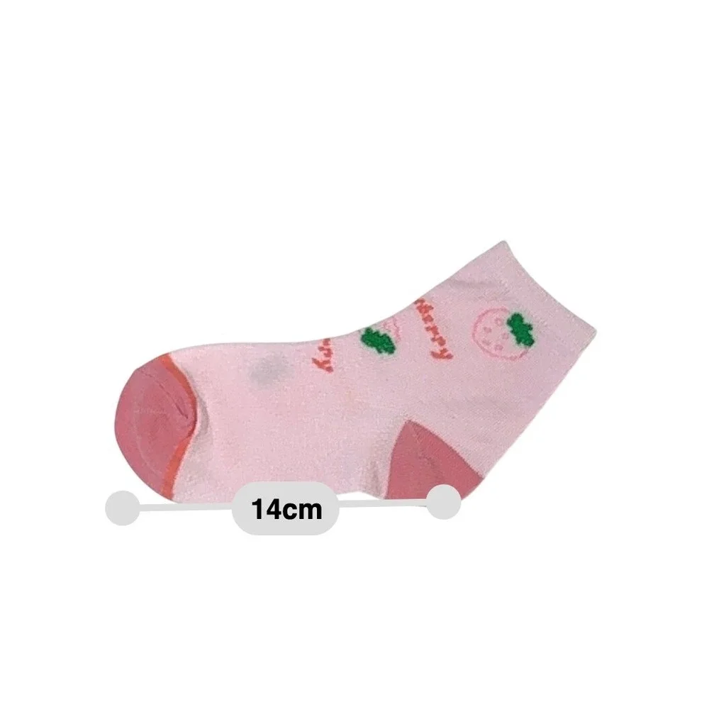 Girls Polychrome Strawberries Whimsical Socks 6-8 Durable Casual Pastel 5 Pairs‎